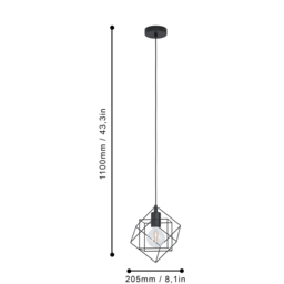 EGLO Straiton Black Steel Geometric Pendant Lampshade - Size: 110 x 20.5 x 24cm - Wilko - thumbnail 5