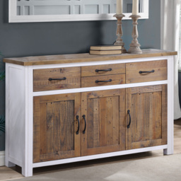 Baumhaus Splash of White 3 Door 4 Drawer White Sideboard - Wilko - thumbnail 1