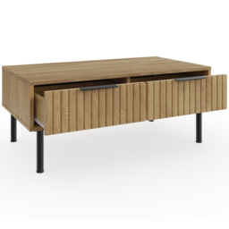 GFW Nervata 2 Drawer Oak Coffee Table - Brown - Wilko - thumbnail 5