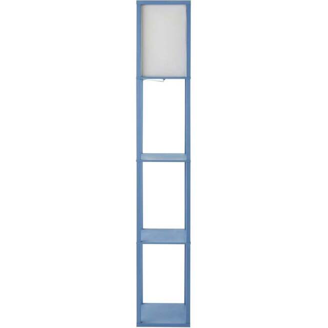 ValueLights Struttura Fabric Shade Blue Shelving Unit Floor Lamp with Bulb - Size: 160 x 26 x 26cm - Wilko - image 1