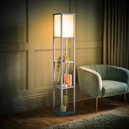 ValueLights Struttura Fabric Shade Blue Shelving Unit Floor Lamp with Bulb - Size: 160 x 26 x 26cm - Wilko - thumbnail 7