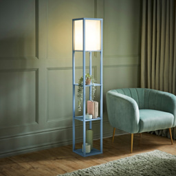 ValueLights Struttura Fabric Shade Blue Shelving Unit Floor Lamp with Bulb - Size: 160 x 26 x 26cm - Wilko - thumbnail 3