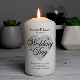 Personalised Memento Personalised on Your Wedding Day Pillar Candle - Size: 0.7 x 1.3 x 0.7cm - White - Wilko - thumbnail 3