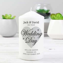 Personalised Memento Personalised on Your Wedding Day Pillar Candle - Size: 0.7 x 1.3 x 0.7cm - White - Wilko - thumbnail 4