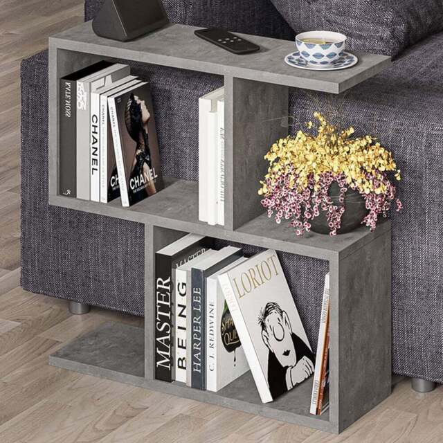 Decortie Homemania 4 Shelf Retro Grey Wooden Side Table - Size: 60 x 60 x 19.5cm - Wilko - image 1