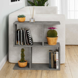 Decortie Homemania 4 Shelf Retro Grey Wooden Side Table - Size: 60 x 60 x 19.5cm - Wilko - thumbnail 7