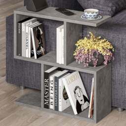 Decortie Homemania 4 Shelf Retro Grey Wooden Side Table - Size: 60 x 60 x 19.5cm - Wilko