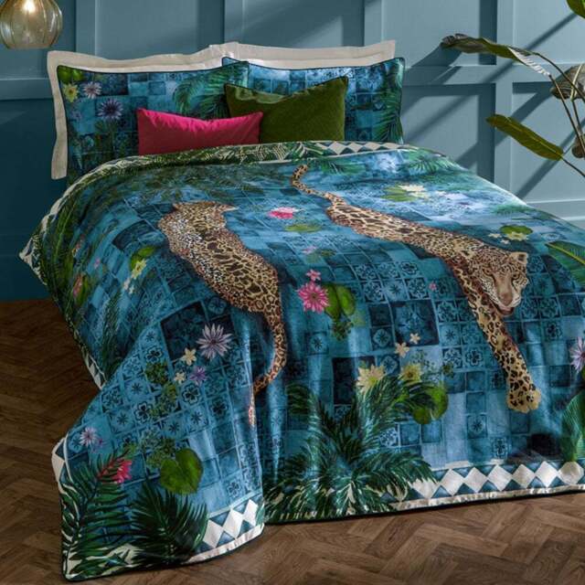 Paoletti Majorelle Exotic King Size Azure Blue Duvet Cover Set - Wilko - image 1