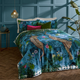 Paoletti Majorelle Exotic King Size Azure Blue Duvet Cover Set - Wilko - thumbnail 5
