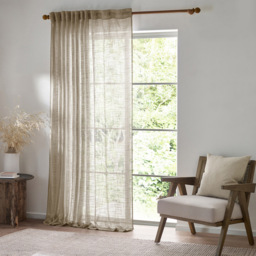 Yard Cirrus Sheer Tab Top Linen Curtain Panel 140 x 250cm - Size: W 140 x D 250cm - Cream - Wilko - thumbnail 7