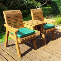 Charles Taylor 2 Seater Straight Companion Seat with Green Cushions - Wilko