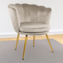 Flora Petal Back Accent Tub Chair Velvet Upholstery - Taupe - Size: Single - Genesis - Wilko