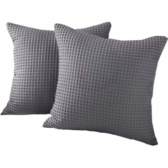 Allure Home Fashions Hotel Graphite Waffle Cushion Cover 2 Pack 50 x 50cm - Grey - Wilko - image 1