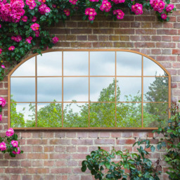 MirrorOutlet The Arcus Gold Metal Arched Outdoor Window Garden Wall Mirror 174 x 85cm - Size: 85 x 174 x 3cm - Wilko - thumbnail 3