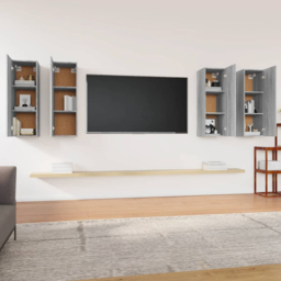 vidaXL Single Door Grey Sonoma TV Cabinet Set of 4 - Size: 90 x 30.5 x 30cm - Wilko