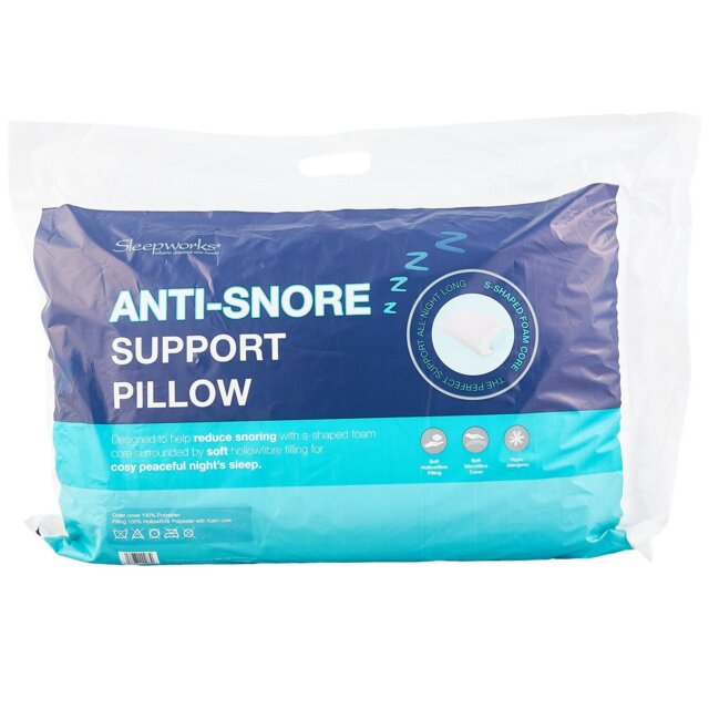 Sleepworks Anti-Snore Support Pillow - White - Size: Single - Wilko - image 1