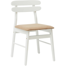 vidaXL Set of 2 White and Brown Rubberwood Rectilinear Vintage Dining Chairs - Multi - Wilko - thumbnail 3