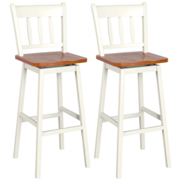 Costway Cream Swivel Rubber Wood Bar Stool Set of 2 - Size: 115 x 51 x 23cm - Wilko - thumbnail 3