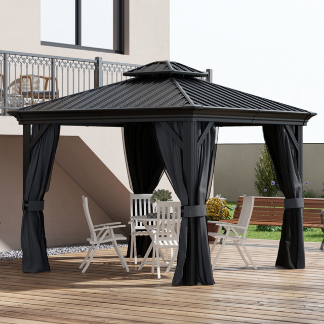 Outsunny 3 x 3.7m Dark Grey 2 Tire Aluminium Gazebo - Size: 219.5 x 36.5 x 18cm - Wilko - image 1