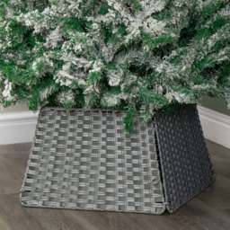 Samuel Alexander Grey Foldable Faux Rattan Christmas Tree Skirt 47cm - Size: 30 x 47 x 46cm - Wilko - thumbnail 3