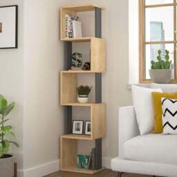Decortie Piri 5 Shelf Oak and Anthracite Bookcase - Multi - Wilko