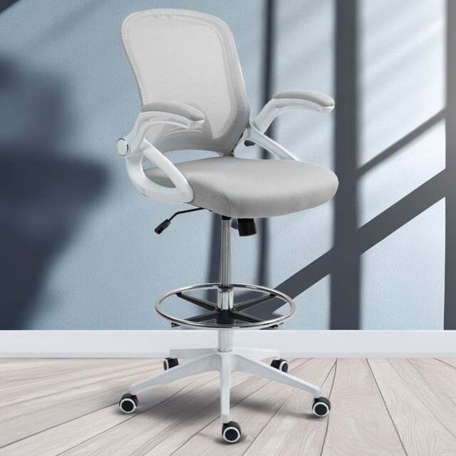Portland Grey Height Adjustable Mesh Swivel Office Chair - Size: 126 x 60 x 64cm - Wilko - image 1