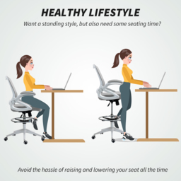 Portland Grey Height Adjustable Mesh Swivel Office Chair - Size: 126 x 60 x 64cm - Wilko - thumbnail 6