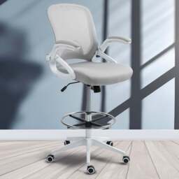 Portland Grey Height Adjustable Mesh Swivel Office Chair - Size: 126 x 60 x 64cm - Wilko - thumbnail 1