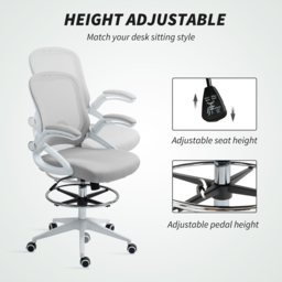 Portland Grey Height Adjustable Mesh Swivel Office Chair - Size: 126 x 60 x 64cm - Wilko - thumbnail 7