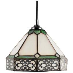 Happy Homewares Classic 1920s Shabby Pendant Light Shade - Size: 14 x 22 x 22cm - Green - Wilko