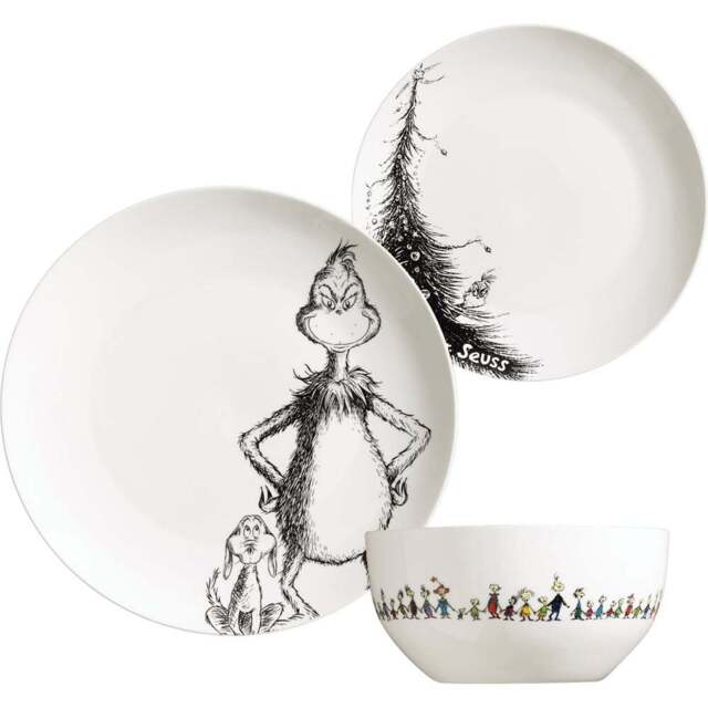 Grinch and Max White Porcelain 12 Piece Dinner Set - Size: 31 x 21 x 31.5cm - Wilko - image 1