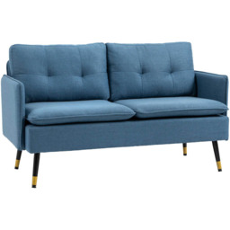 Portland 2 Seater Blue Button Tufted Sofa - Wilko - thumbnail 3