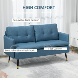 Portland 2 Seater Blue Button Tufted Sofa - Wilko - thumbnail 4