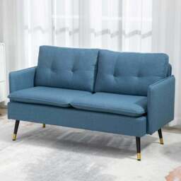 Portland 2 Seater Blue Button Tufted Sofa - Wilko