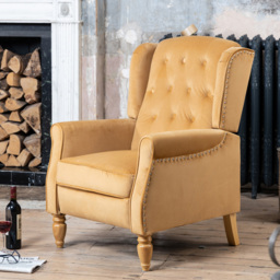 Artemis Home Annapoli Yellow Velvet Manual Recliner Armchair - Size: Single - Wilko - thumbnail 6