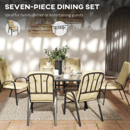 Outsunny 6 Seater Beige Garden Dining Set - Cream - Wilko - thumbnail 6