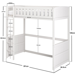 Flair Bea White Wooden High Sleeper - Size: Single - Wilko - thumbnail 4