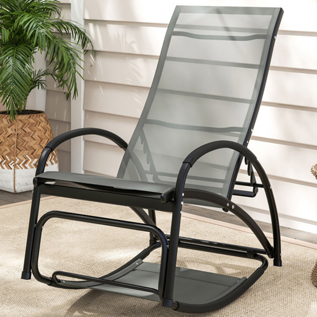Costway Grey 2 in 1 Rocking Outdoor Lounge Chair - Size: 92 x 59 x 19cm - Wilko - image 1