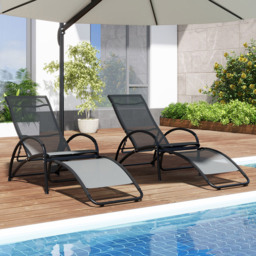 Costway Grey 2 in 1 Rocking Outdoor Lounge Chair - Size: 92 x 59 x 19cm - Wilko - thumbnail 5