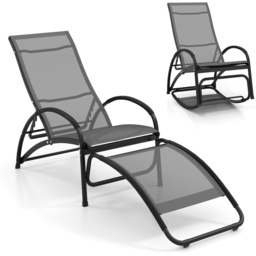 Costway Grey 2 in 1 Rocking Outdoor Lounge Chair - Size: 92 x 59 x 19cm - Wilko - thumbnail 3