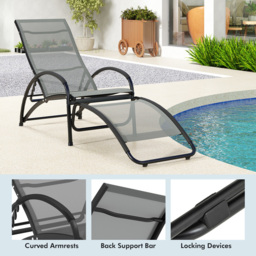 Costway Grey 2 in 1 Rocking Outdoor Lounge Chair - Size: 92 x 59 x 19cm - Wilko - thumbnail 7