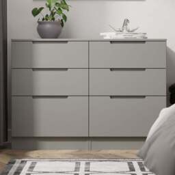 Crowndale Milan 6 Drawer Dusk Grey Wide Chest of Drawers Ready Assembled - Wilko - thumbnail 1