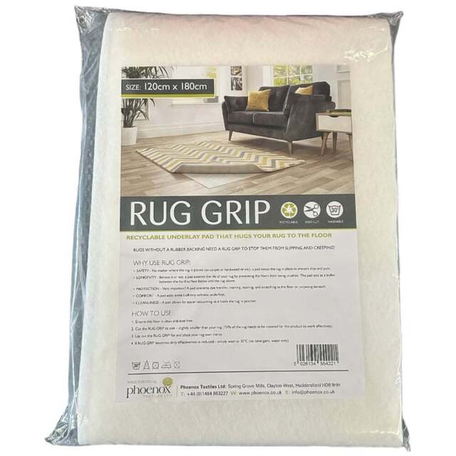 Origins Rug Grip 120 x 180cm - White - Origins Rugs - Wilko - image 1