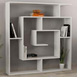 Labirent White Bookcase Room Separator 129cm - Size: 5 Shelf - Decortie - Wilko