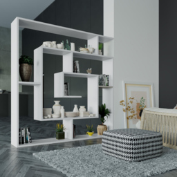 Labirent White Bookcase Room Separator 129cm - Size: 5 Shelf - Decortie - Wilko - thumbnail 5