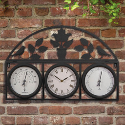 Garden Gear Black Wall Clock and Weather Station - Size: 44 x 66 x 6cm - Wilko - thumbnail 3