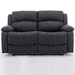Furniture One 2 Seater Dark Grey Full Fabric Manual Recliner Sofa - Wilko - thumbnail 3