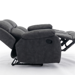 Furniture One 2 Seater Dark Grey Full Fabric Manual Recliner Sofa - Wilko - thumbnail 5