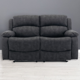 Furniture One 2 Seater Dark Grey Full Fabric Manual Recliner Sofa - Wilko - thumbnail 1