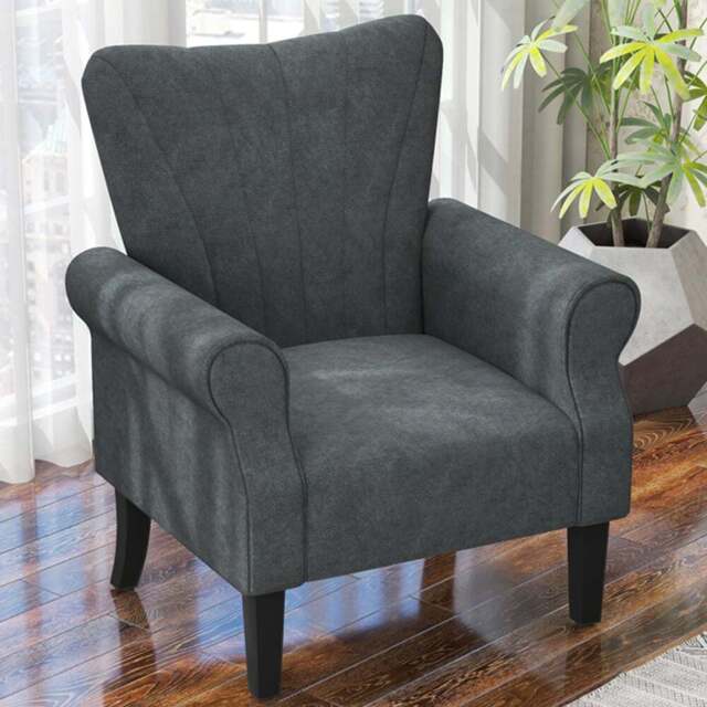 HOMCOM Modern Upholstered Accent Armchair with High Back - Size: Single - Grey - Wilko - image 1